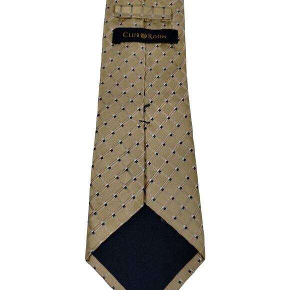 Club Room Mens Beige and Blue Checkered Silk Tie - Picture 7 of 8